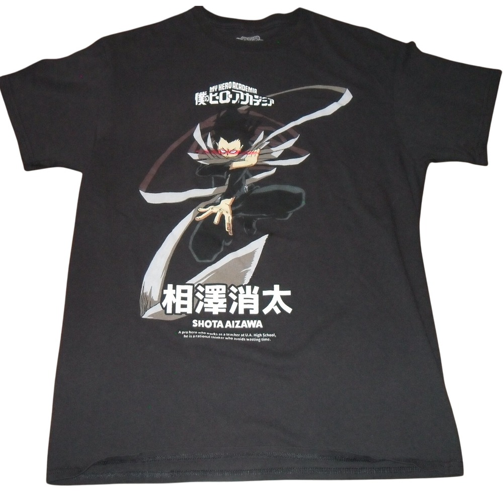 Black Graphic Tee with Anime Design